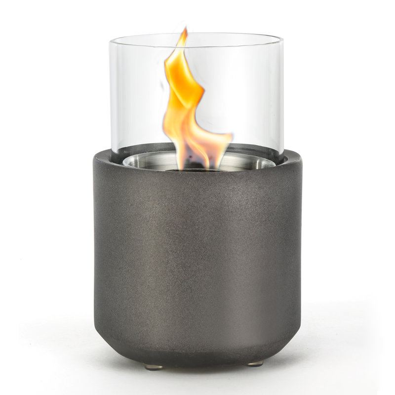 Home Zone Living Concrete Portable Tabletop Round 4.7" Mini Fire Pit